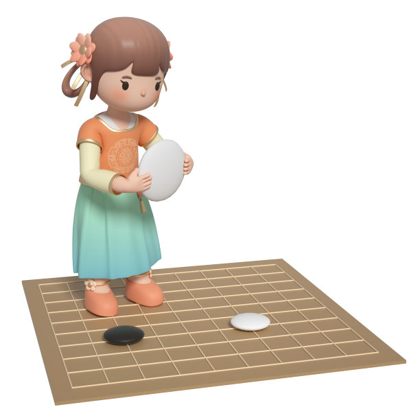 中国服装卡通女孩的3D渲染图片下载