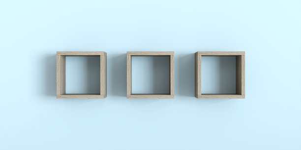 展示产品的货架-蓝色背景图片下载