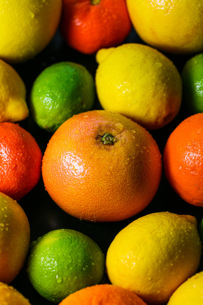 高视角新鲜柑橘水果排列图片下载