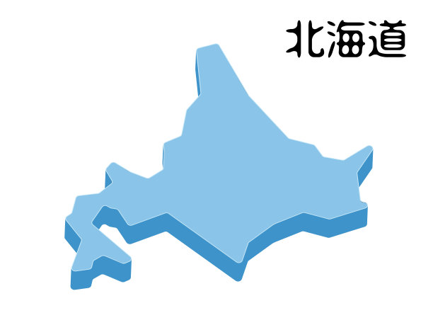 北海道地形特征的三维矢量插图图片下载