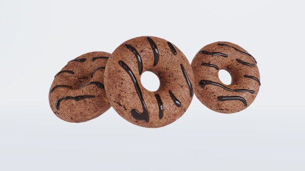 白色背景的黑巧克力甜甜圈，图片下载