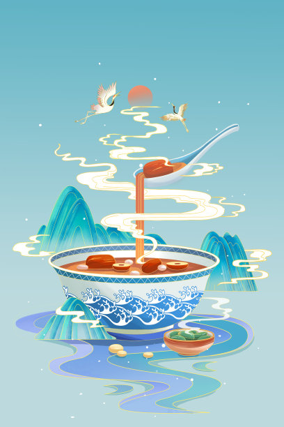 国风腊八节插画图片下载