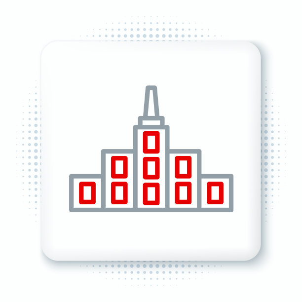 线条城市景观图标孤立在白色上图片下载