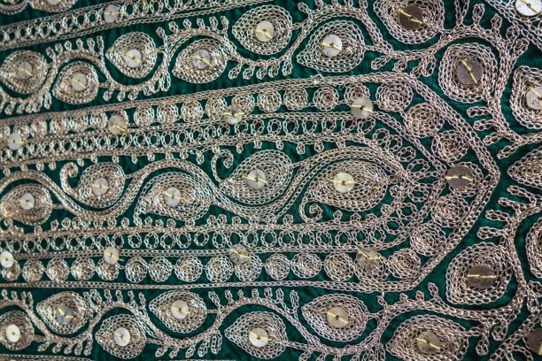 金色复古刺绣花卉图案图片下载