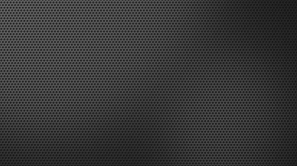 带六角孔的黑色穿孔金属板。深色扬声器格栅图案。3D渲染图像。图片下载
