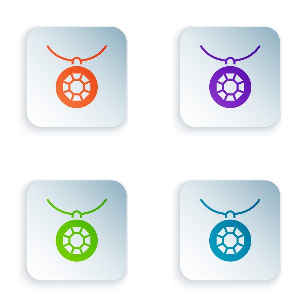 颜色吊坠上的项链图标孤立的白色图片下载