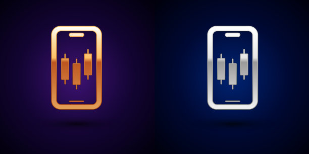 金银手机股票交易概念图标图片下载