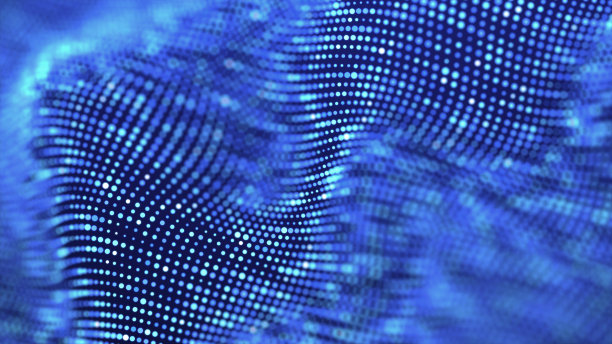 科幻背景。多粒子数字波。节日演示模板。三维渲染图片下载