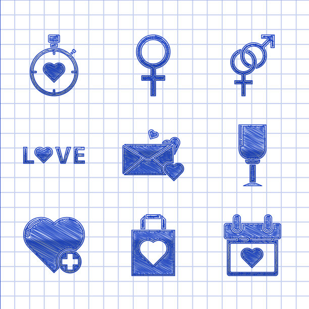 设置信封与心购物袋日历图片下载