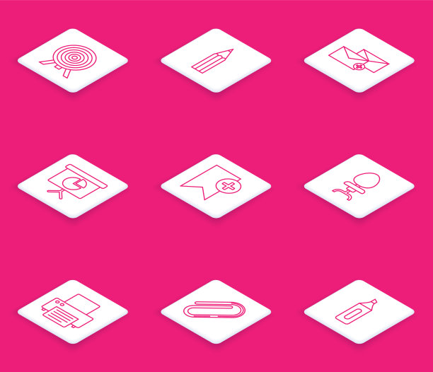 设定线目标铅笔信封呈现图片下载