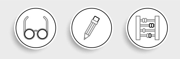 设置线算盘眼镜和铅笔与橡皮擦图片下载