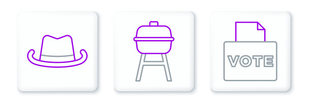 设置行投票箱西部牛仔帽和烧烤图片下载