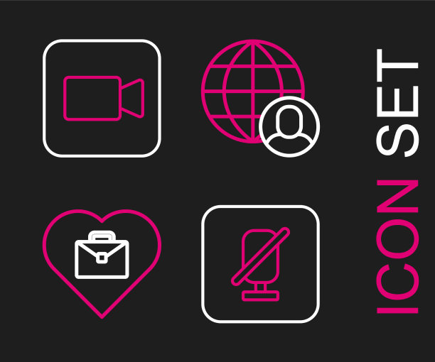 设置静音线麦克风心脏与文字工作图片下载