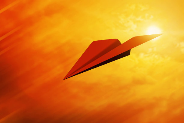 纸飞机日落3d插图图片下载