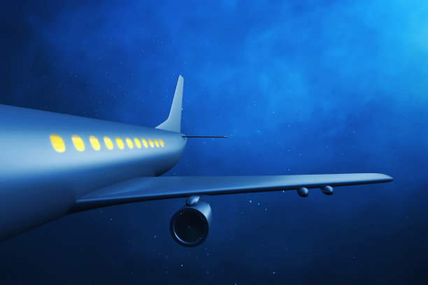 飞机机翼夜3d插图图片下载