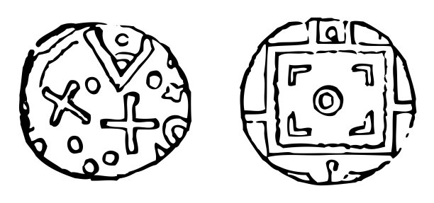 中世纪盎格鲁-撒克逊银币-古董雕刻插图图片下载