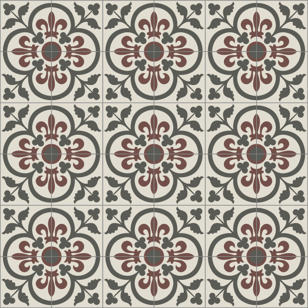 瓷砖。液压葡萄牙陶瓷设计。花卉装饰装饰品。图片下载