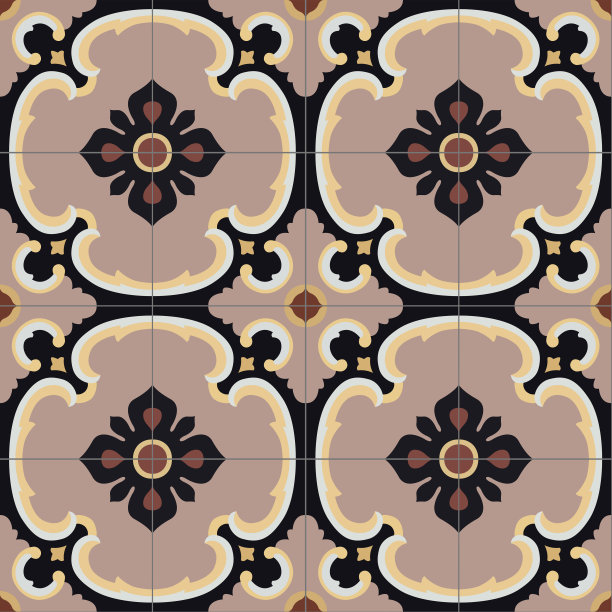 瓷砖。带有葡萄牙和西班牙图案的液压陶瓷。数字设计。花卉装饰装饰品。葡萄牙和西班牙装饰。矢量插图。图片下载