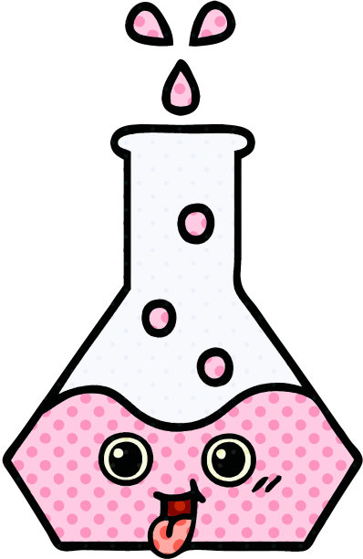 漫画书风格的卡通科学烧杯图片下载