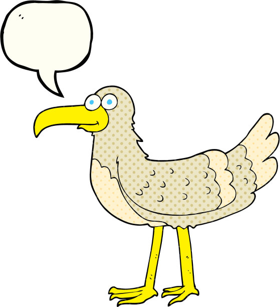 手绘漫画书演讲泡泡卡通海鸥图片下载