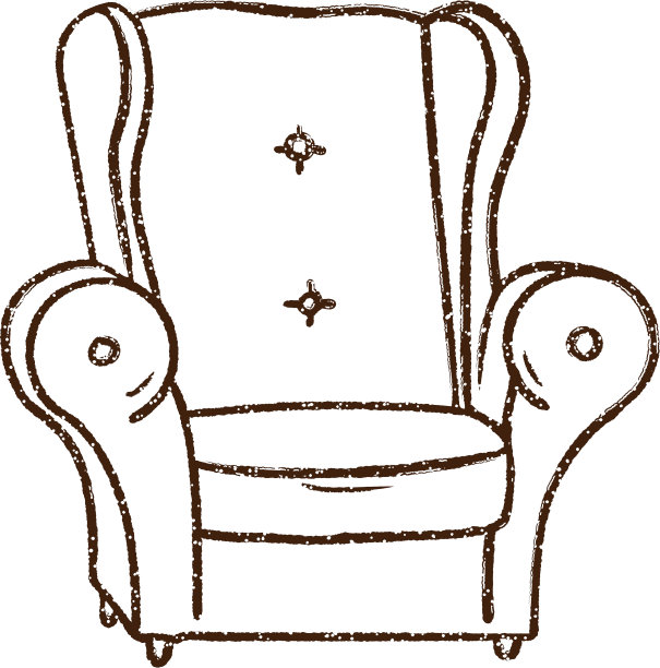 填充扶手椅炭笔画图片下载