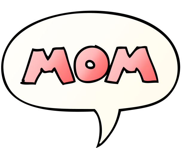 卡通字妈妈与语音泡沫平滑梯度风格图片下载