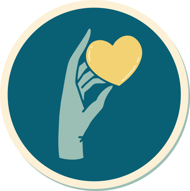 纹身贴纸的传统风格的手握一个心图片下载