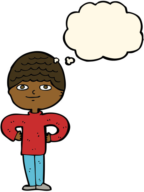 卡通自豪的男人与想法泡泡图片下载