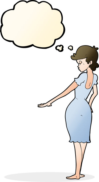 卡通漂亮女人看着指甲与思想泡泡图片下载