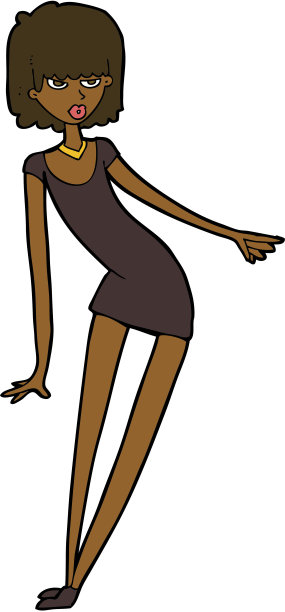 卡通女人在衣服倾斜图片下载
