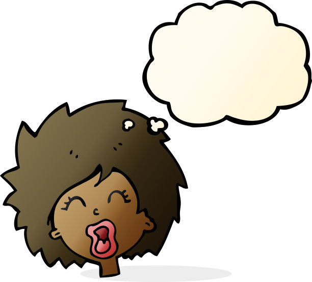 卡通女人用思想泡泡尖叫图片下载