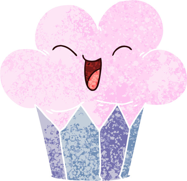 复古插画风格的古怪卡通快乐蛋糕图片下载