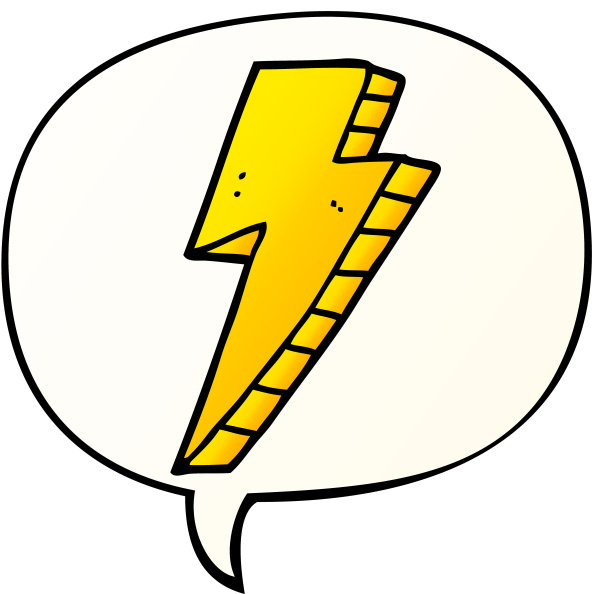 卡通闪电螺栓与语音气泡平滑渐变风格图片下载