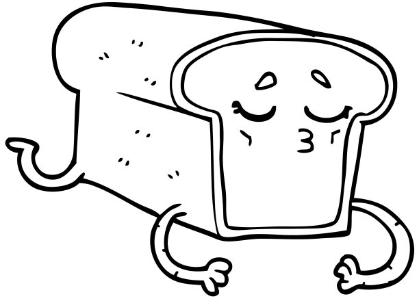 线条画卡通面包图片下载