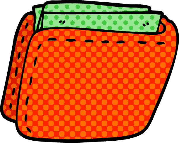 装满现金的卡通涂鸦钱包图片下载