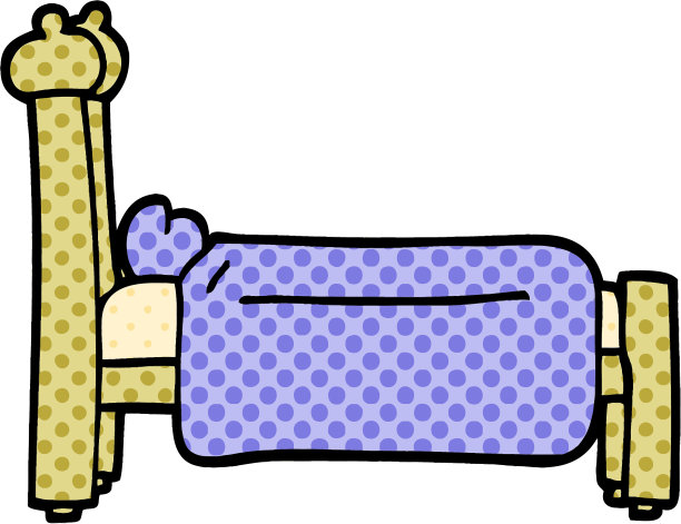 漫画书风格的卡通床图片下载