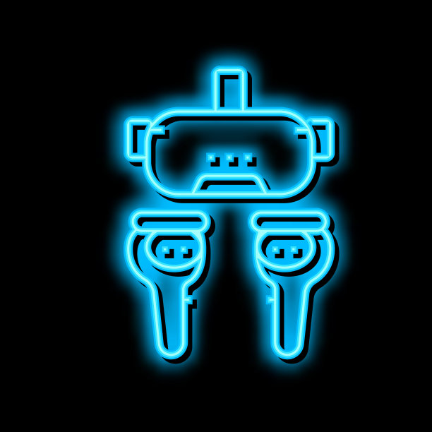 VR头显霓虹灯发光图标插画图片下载