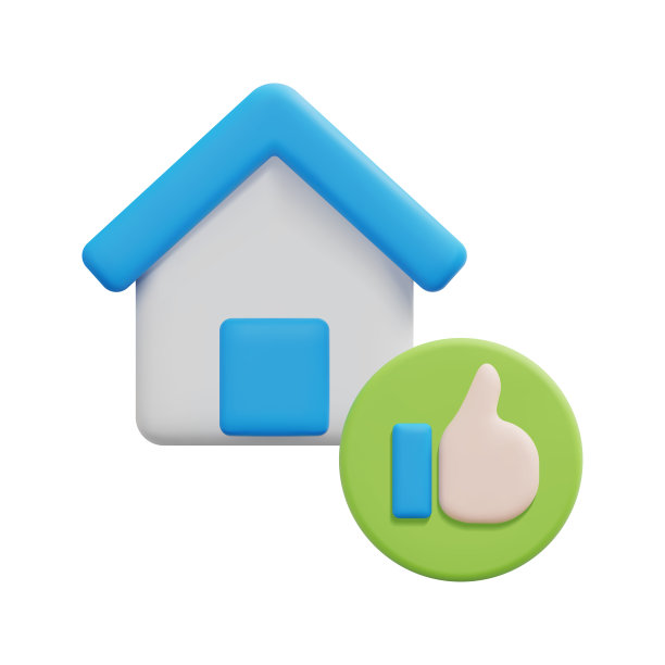 3d房子和大拇指图标矢量。孤立在白色背景上。3d租赁物业和房地产概念。卡通简约风格。三维建筑图标矢量渲染插图。图片下载