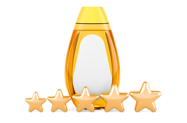 带有五颗金星的洗发水瓶。三维渲染图片下载
