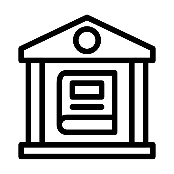 图书馆矢量粗线图标为个人和商业用途。图片下载