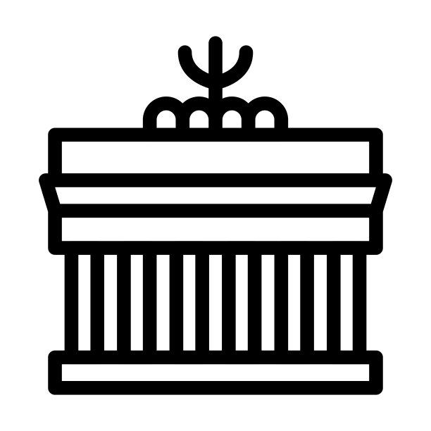 勃兰登堡门矢量粗线图标为个人和商业用途。图片下载