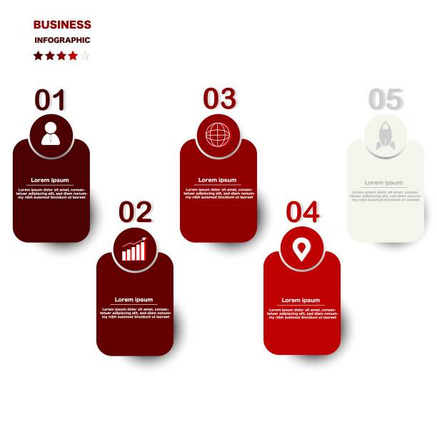 业务信息图抽象向量元素5选项设计业务或金融布局模板向量股票插图。图片下载