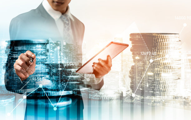 商人工作与数字金融业务图形感知技术图片下载