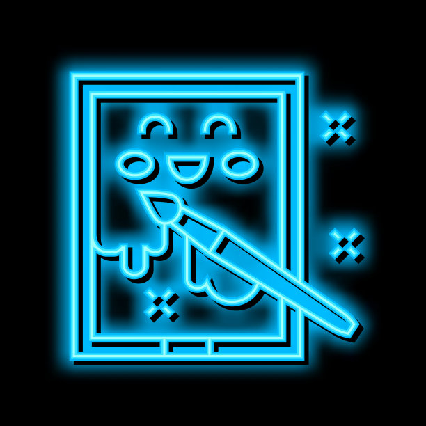 绘画图片幼儿园霓虹灯发光图标插图图片下载