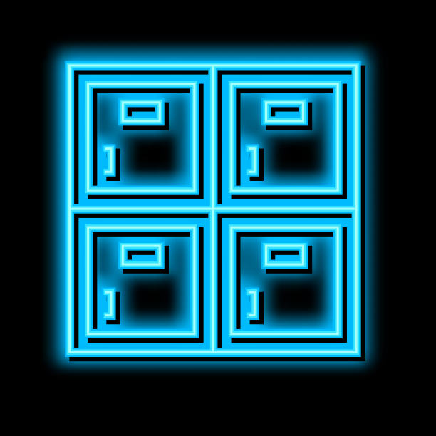 储物柜幼儿园霓虹灯发光图标说明图片下载