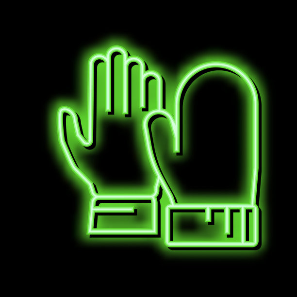 手套干皮肤霓虹灯发光图标插图图片下载