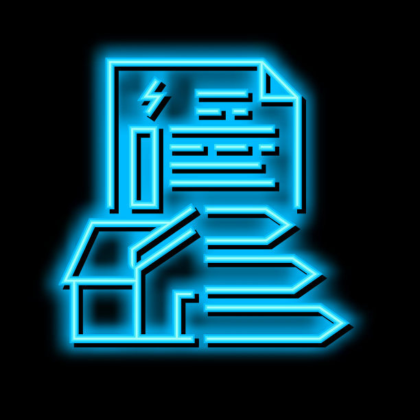 能源性能证书霓虹灯发光图标说明图片下载