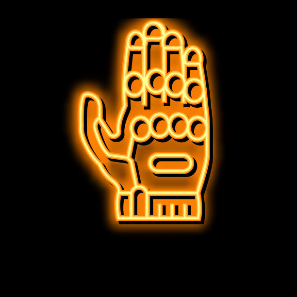 手套摩托车霓虹灯发光图标插图图片下载