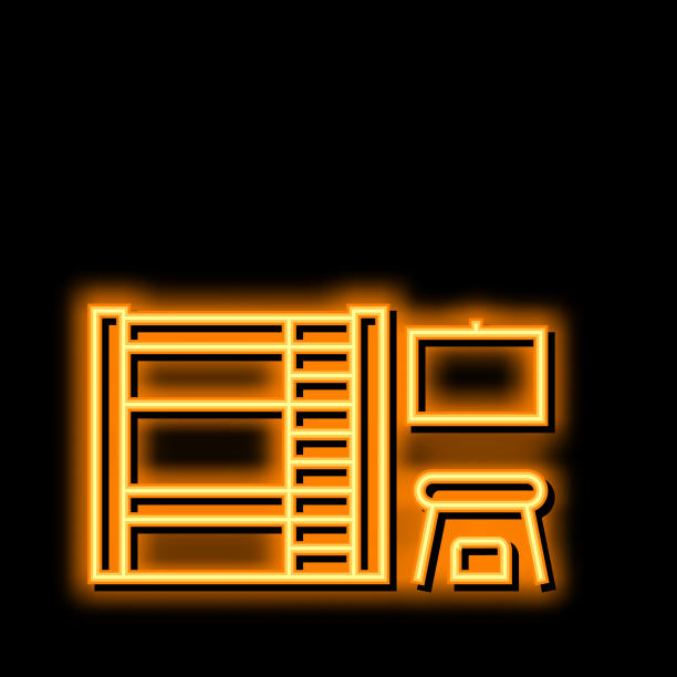 儿童家具霓虹灯发光图标插图图片下载