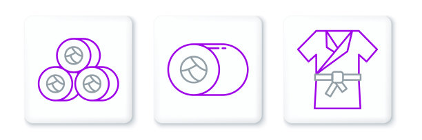 集行日本服装和服，寿司和图标。向量图片下载